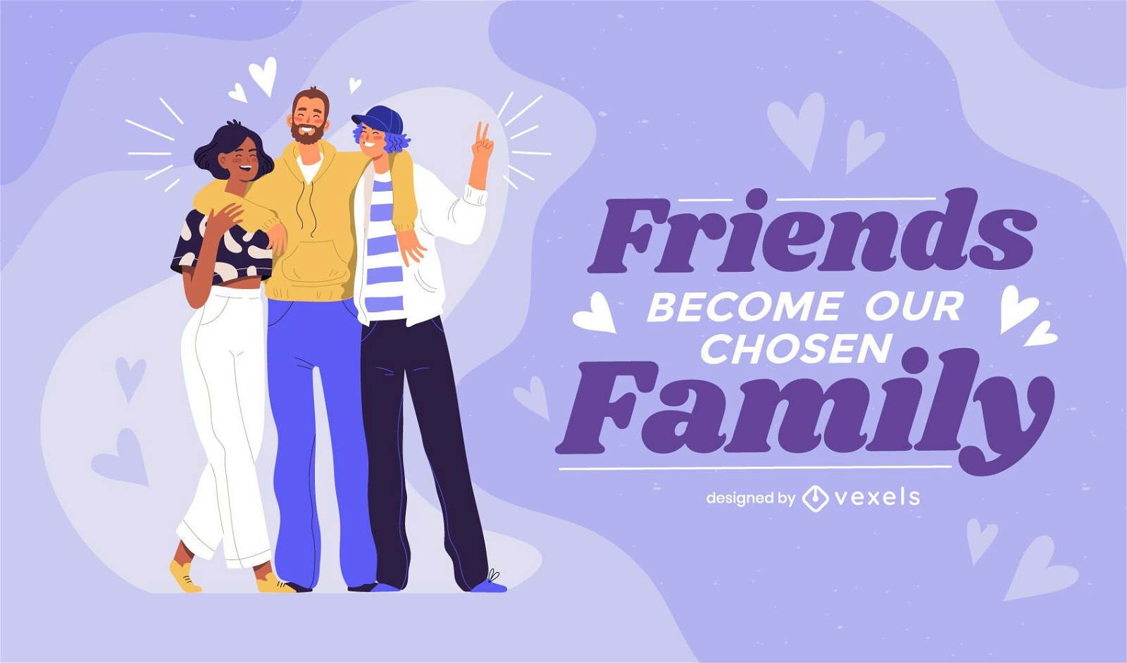 Amigos tornam-se design de ilustração familiar