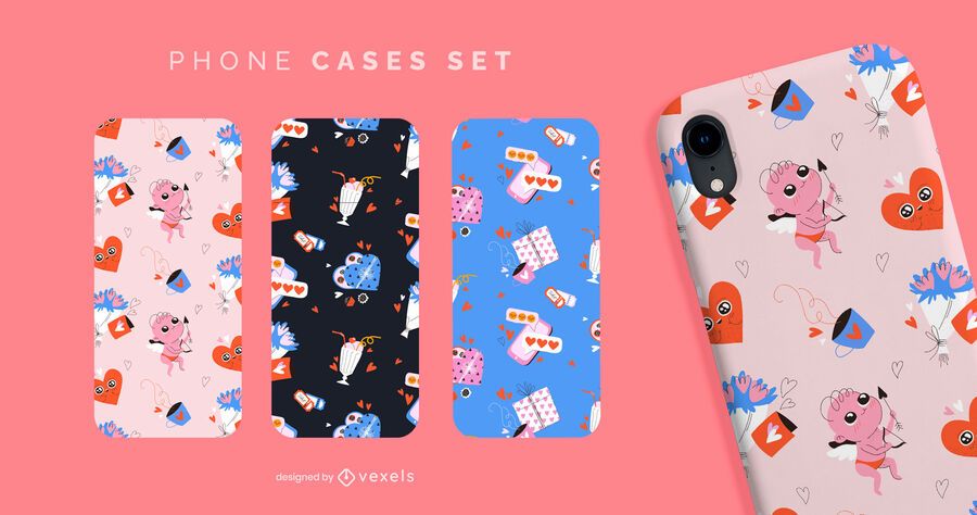Conjunto de capas de telefone com padrão bonito para namorados Conjunto de capas de telefone com padrão bonito para namorados