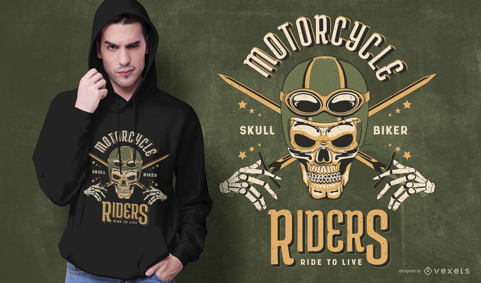 Skull biker t-shirt design