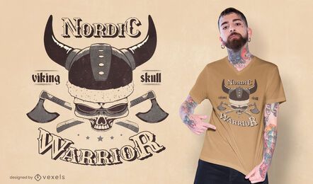 Diseño de camiseta calavera vikinga