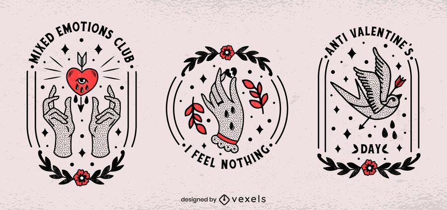 Anti valentine's badges set Anti valentine's badges set