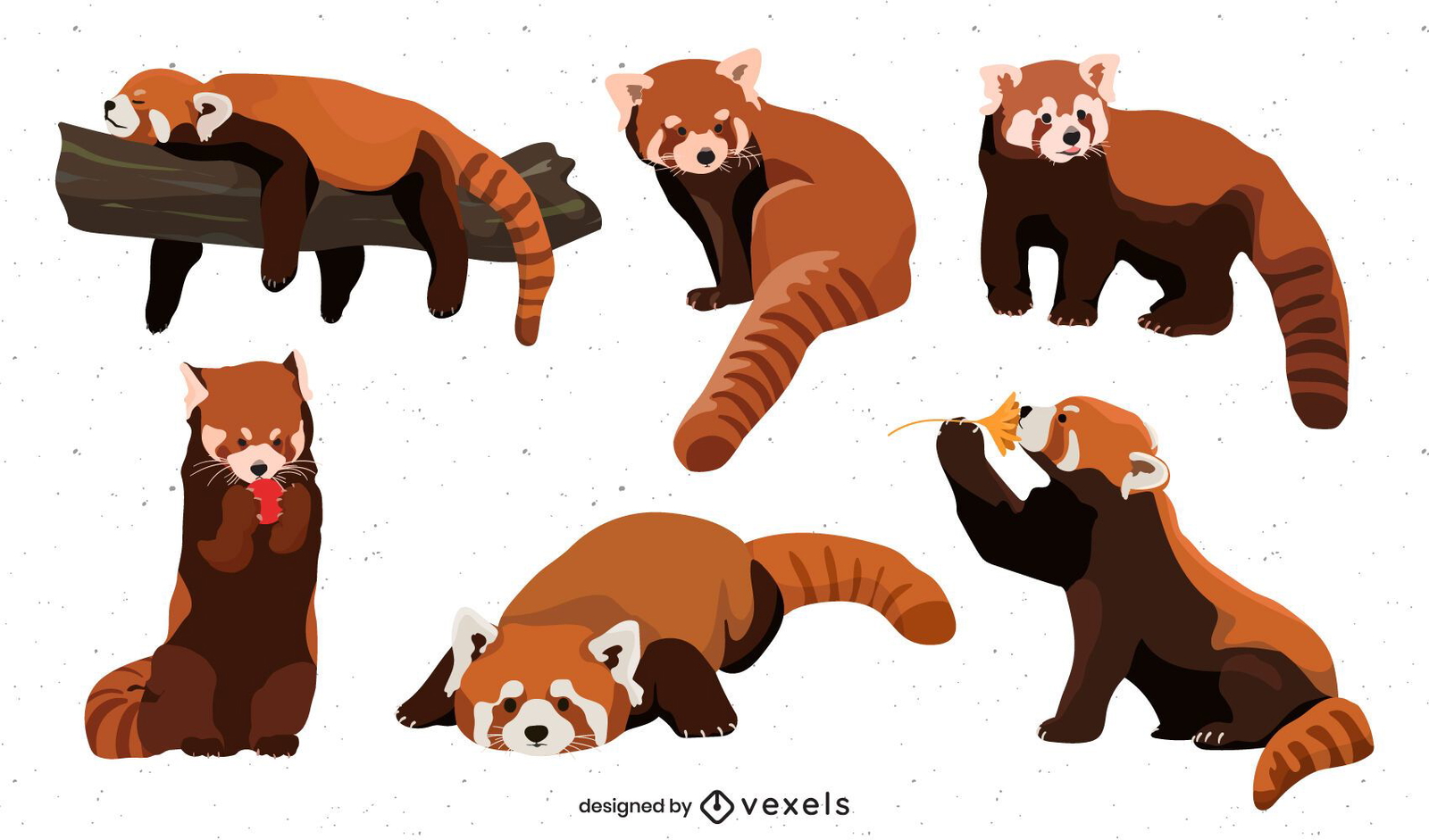 Cute flat red panda set