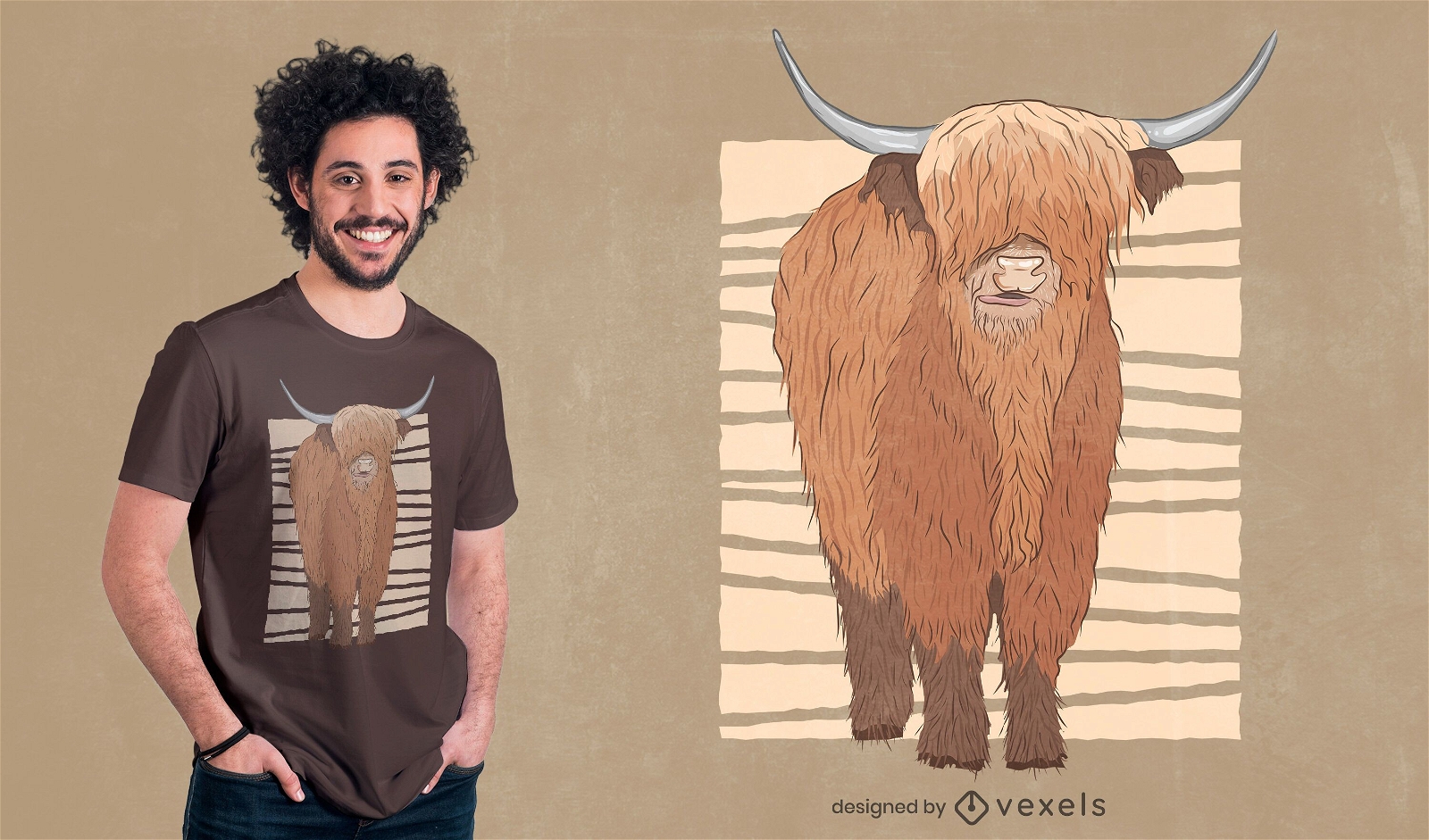 Design de camiseta de vaca das montanhas escocesas