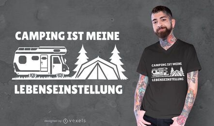 Diseño de camiseta alemana con cita de camping