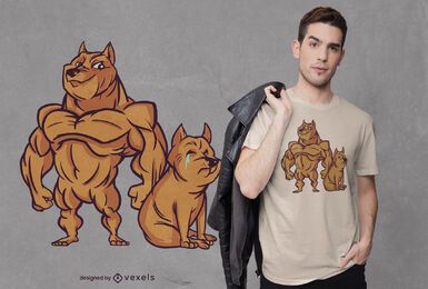 Design de camiseta para cachorro musculoso