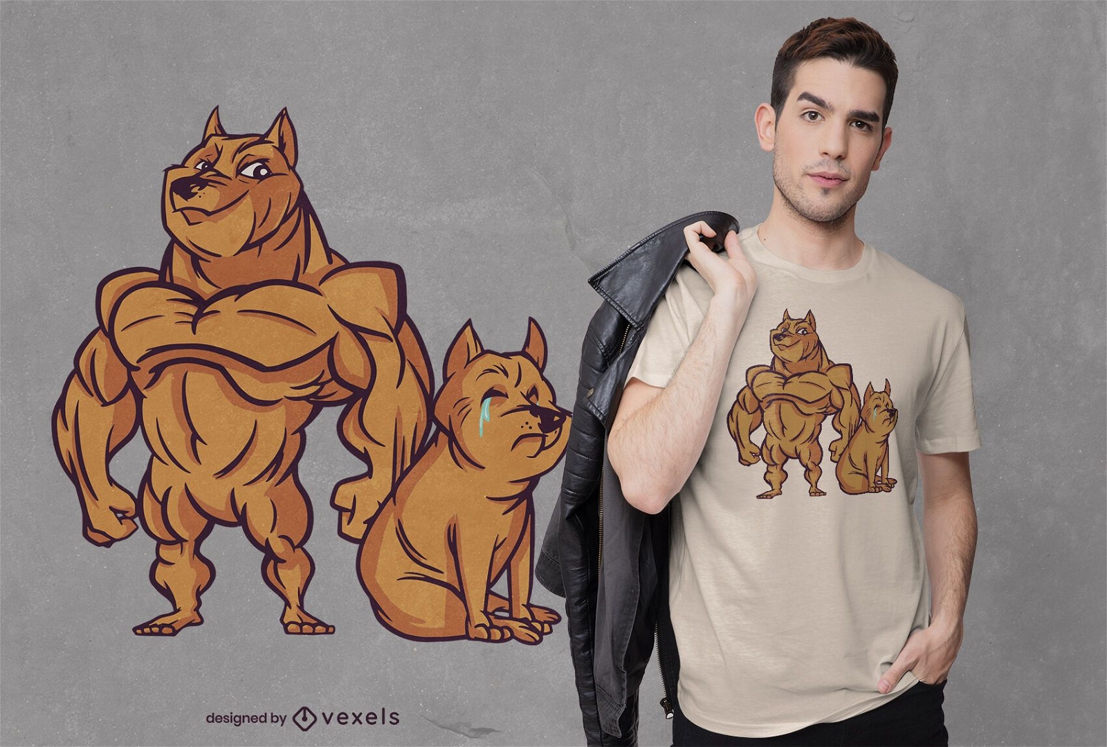 Muscular dog t-shirt design