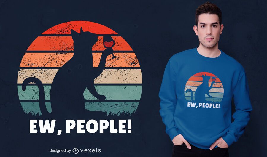Projeto de camiseta para o pôr do sol de gato bebendo Projeto de camiseta para o pôr do sol de gato bebendo