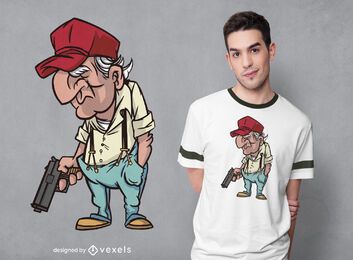 Design de camiseta com arma de velho