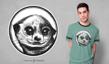 Desenho de camiseta meerkat desenhado à mão