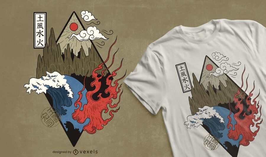 Diseño de camiseta de cuatro elementos. Diseño de camiseta de cuatro elementos.