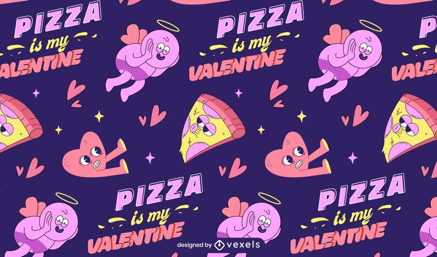 La pizza es mi diseño de patrón de San Valentín La pizza es mi diseño de patrón de San Valentín