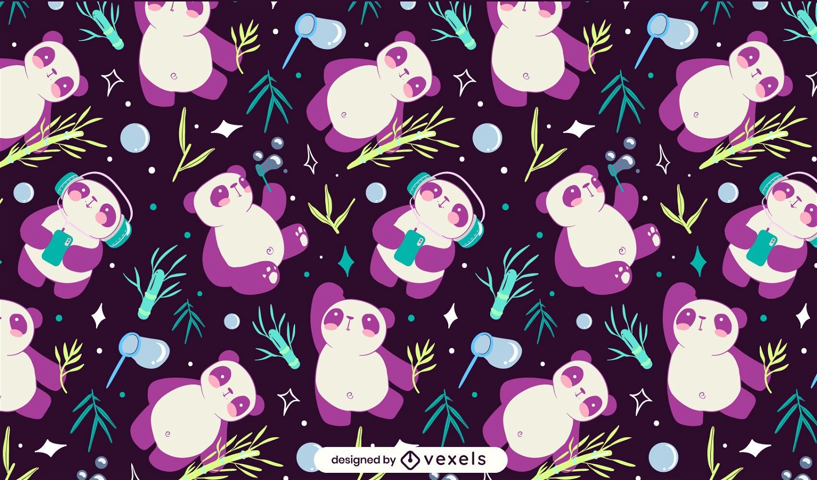 Netter Panda Bambus Musterentwurf