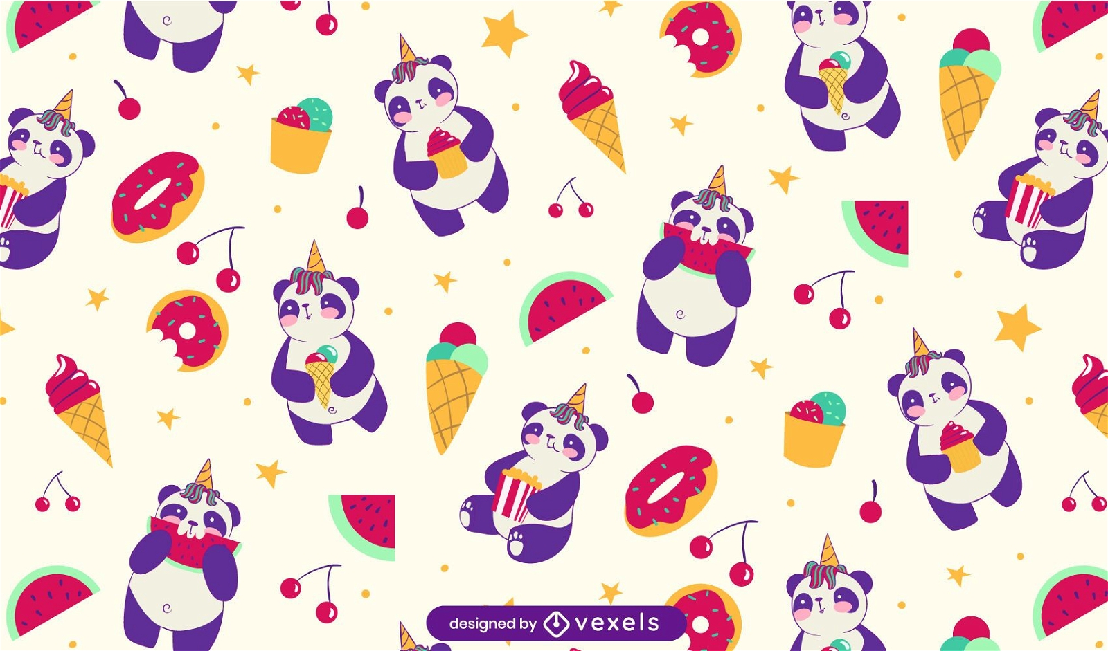 Cute panda sweets pattern design