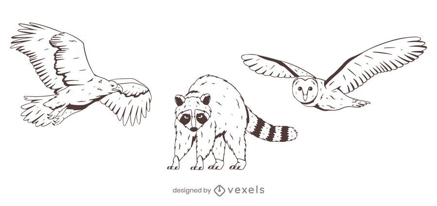 Diseño de escenografía de animales dibujados a mano Diseño de escenografía de animales dibujados a mano