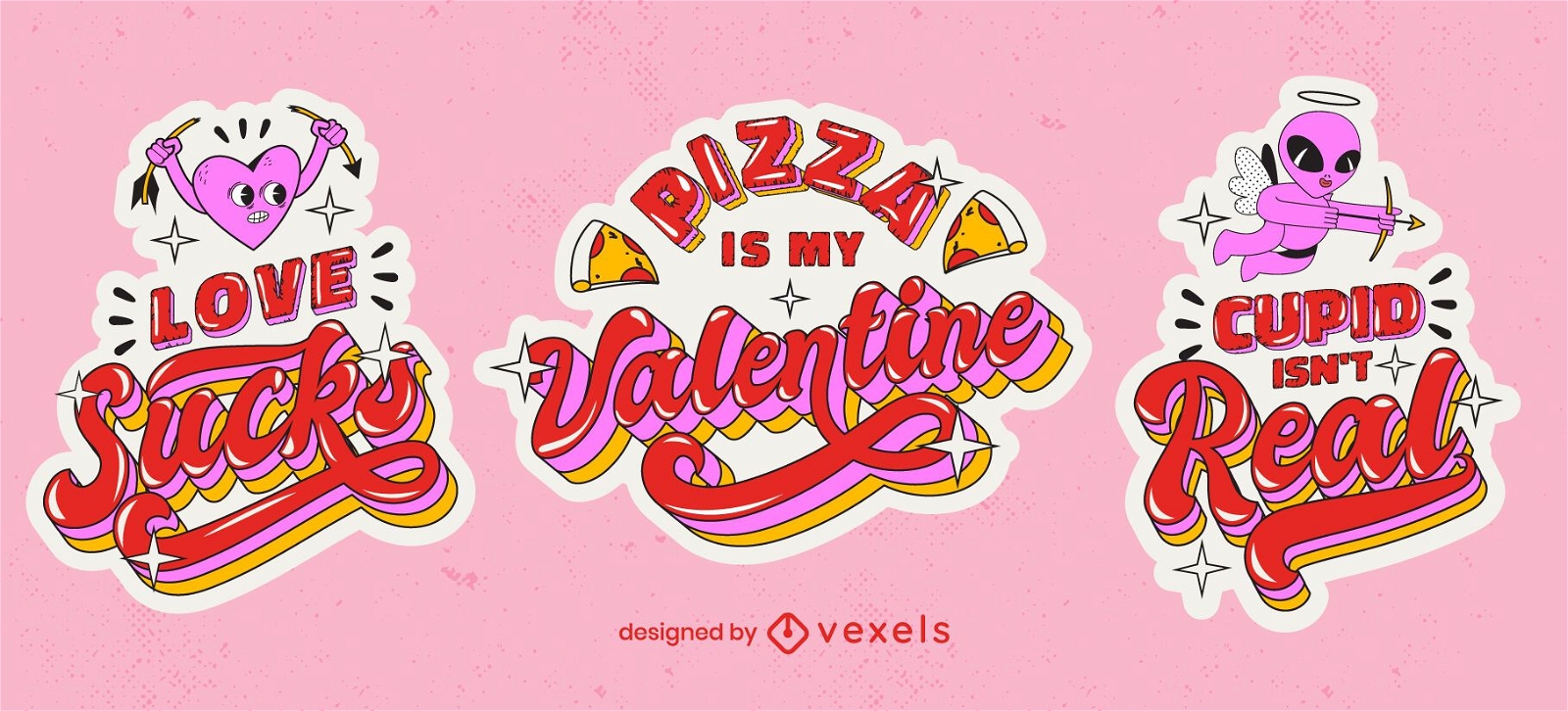 Anti valentines quote sticker set