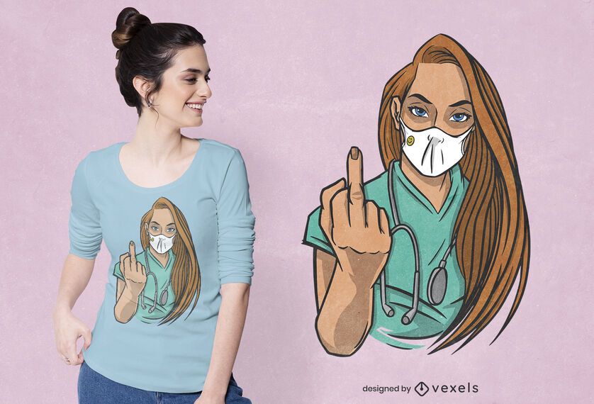 Nurse flipping off t-shirt design Nurse flipping off t-shirt design
