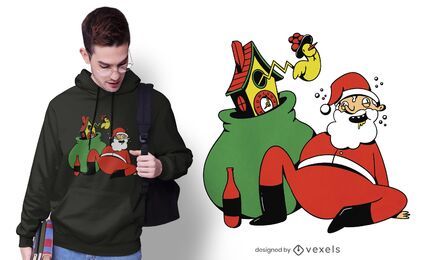 Design de camiseta do papai noel bêbado