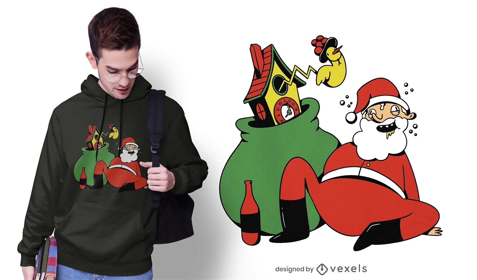 Betrunkenes Weihnachtsmann-T-Shirt Design