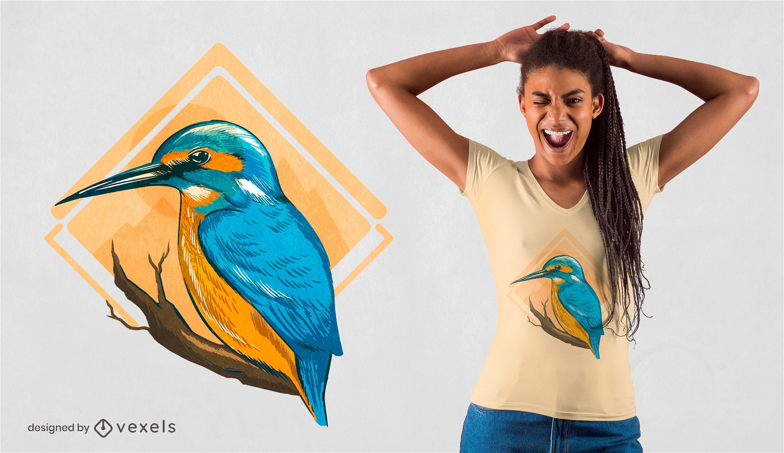 Design de t-shirt do p?ssaro Kingfisher