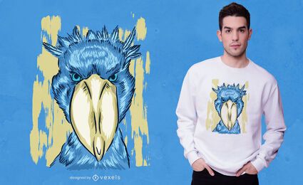 Diseño de camiseta de cigüeña con pico de zapato. Diseño de camiseta de cigüeña con pico de zapato.