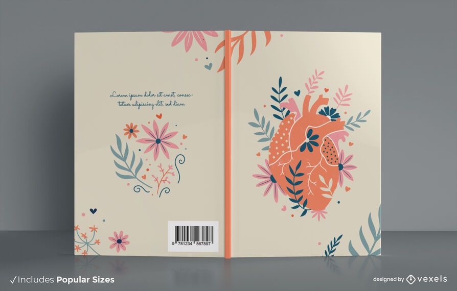 Floral heart book cover design Floral heart book cover design