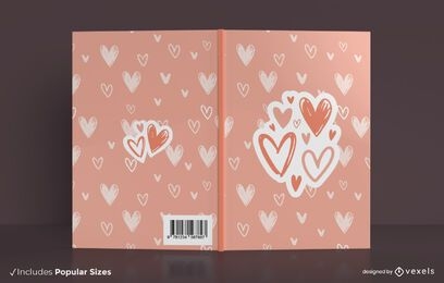 Design de capa de livro com corações de amor