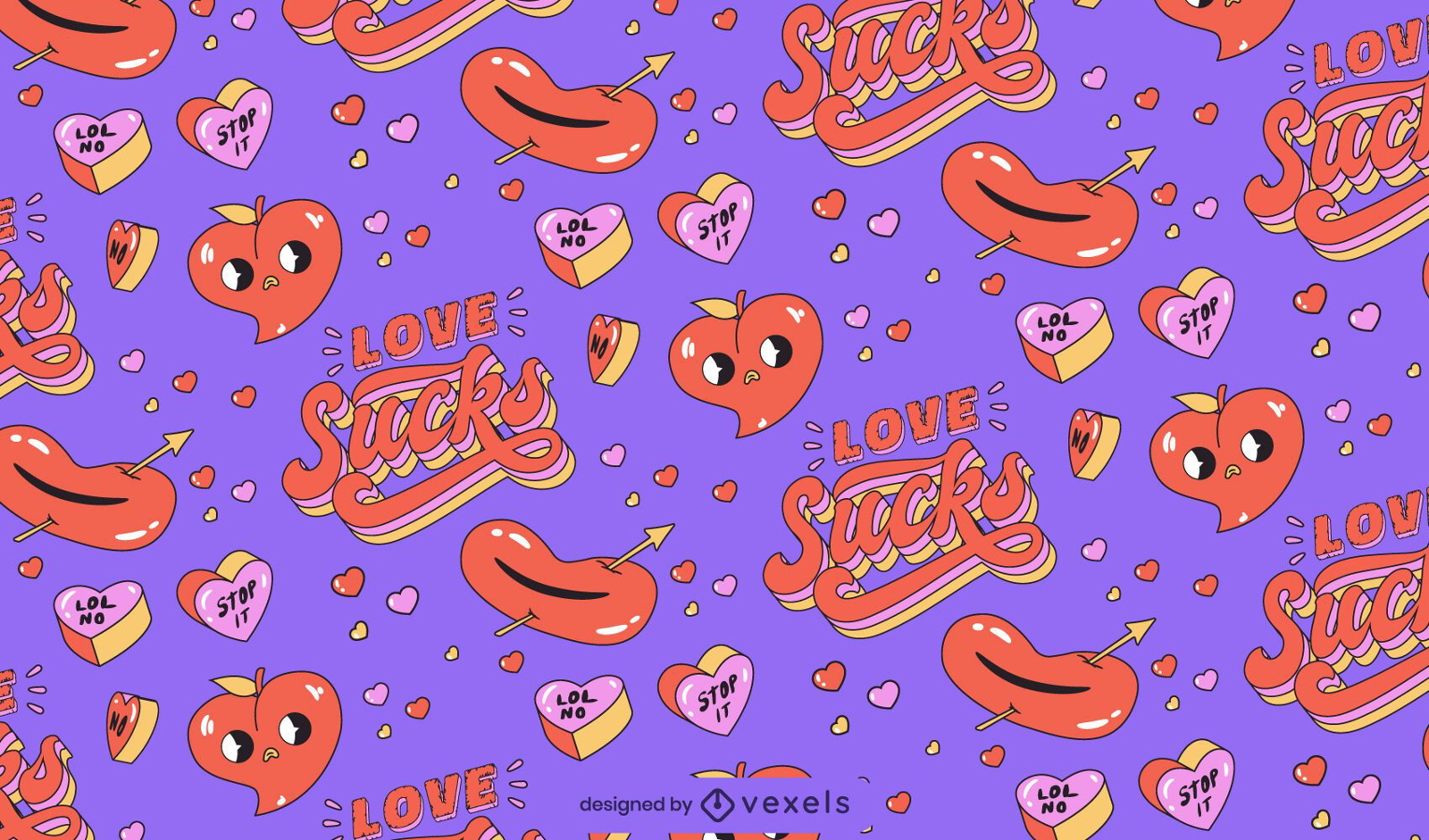 Love Sucks Anti Valentine's Pattern Design Vector Download