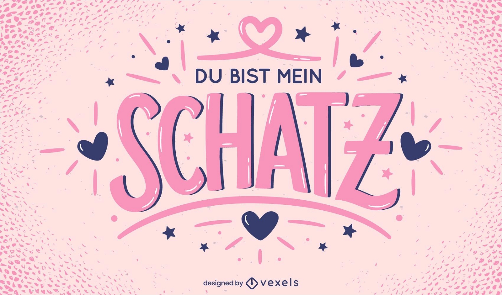Deutscher Schriftzug des Valentinstagsentwurfs