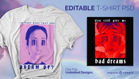 Diseño de camiseta de ojos grandes psd