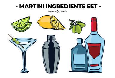 Conjunto de ingredientes de Martini Conjunto de ingredientes de Martini