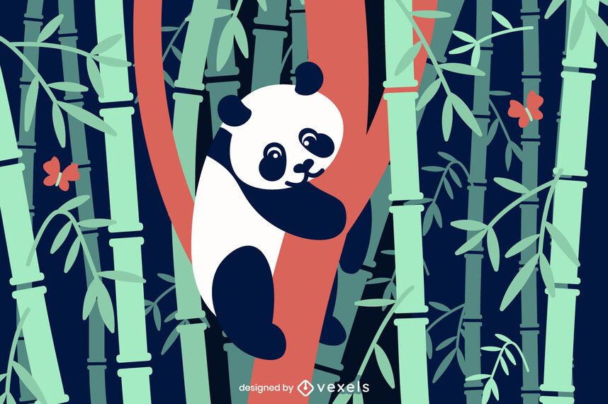 Bamboo panda flat illustration Bamboo panda flat illustration