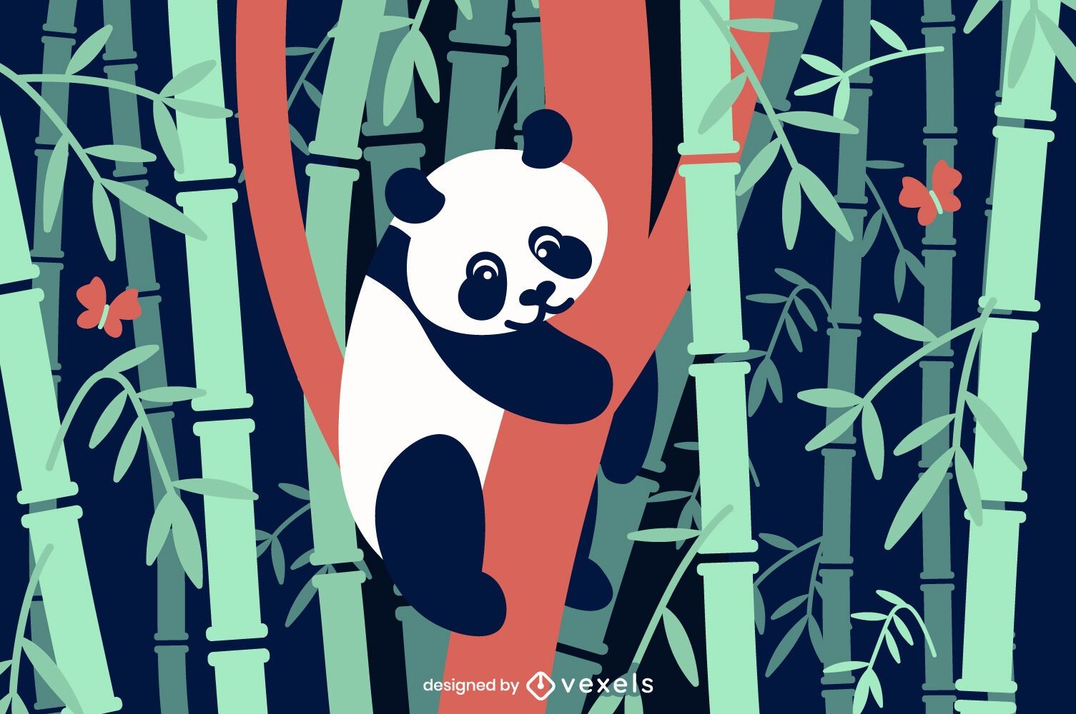 Ilustraci?n plana de panda de bamb?