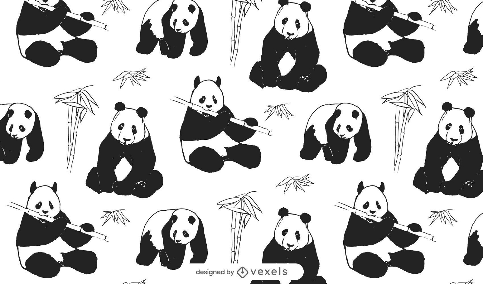 Desenho de padr?o de bambu de ursos panda