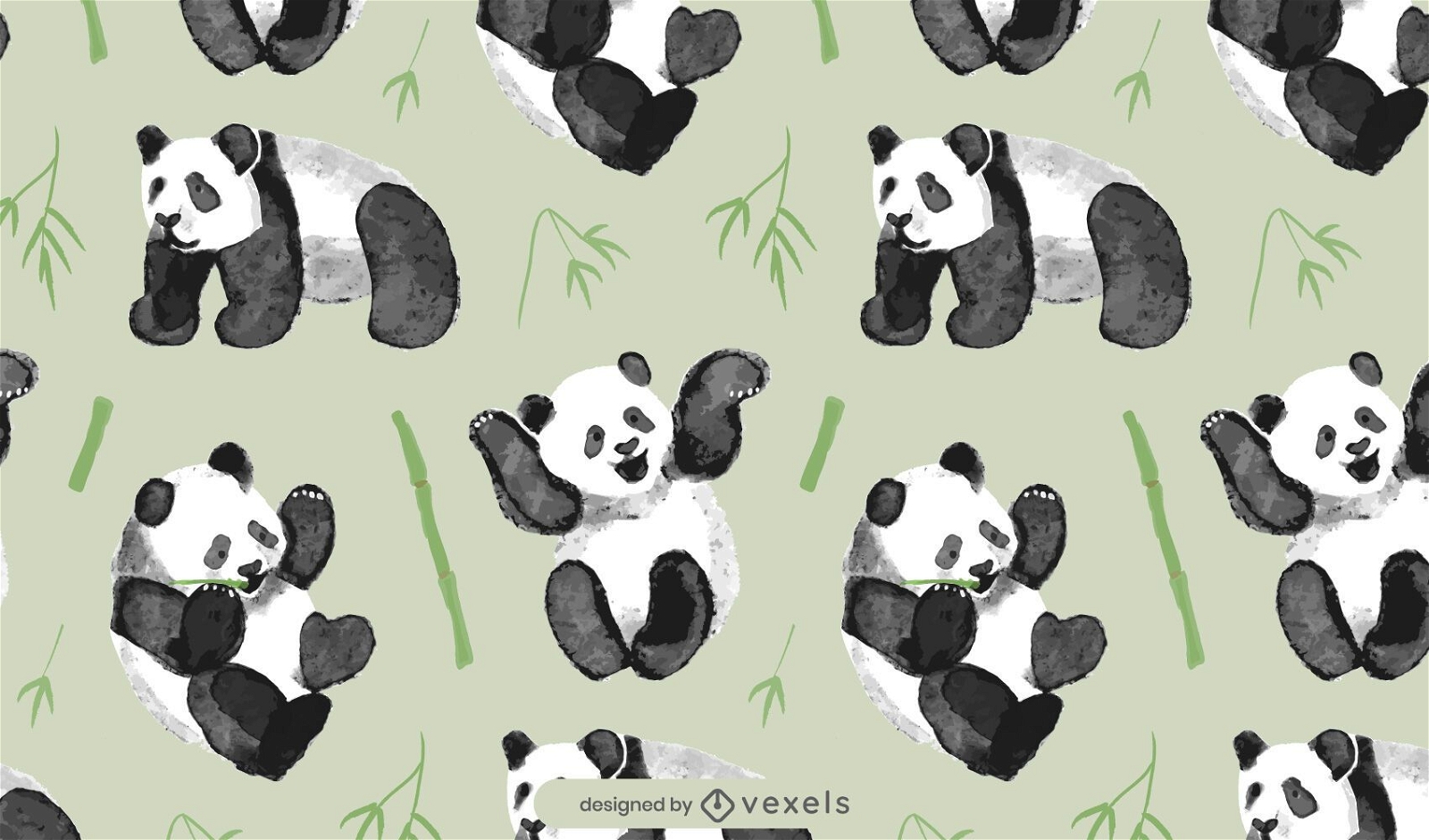 Watercolor panda bear pattern design