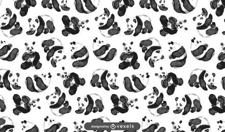 Watercolor panda bears pattern design