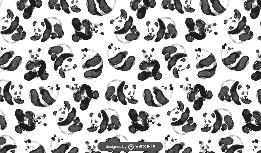 Watercolor panda bears pattern design Watercolor panda bears pattern design