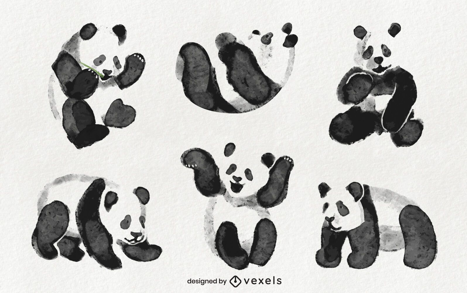 Cenografia de panda aquarela