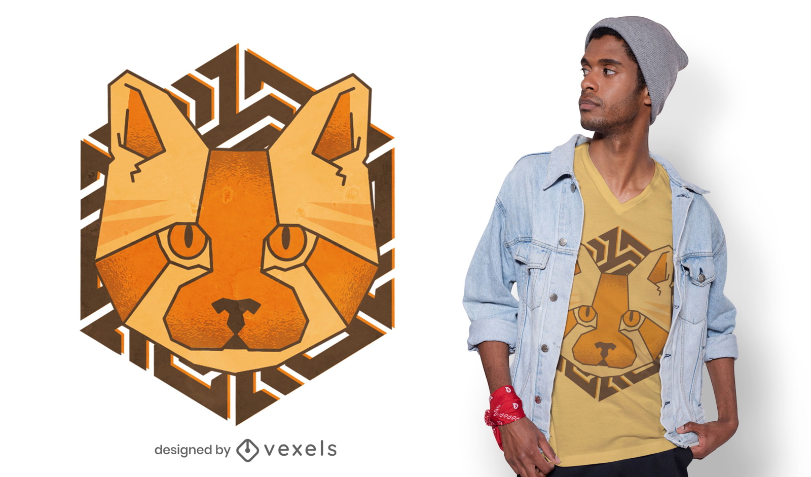 Polygonale Katze T-Shirt Design