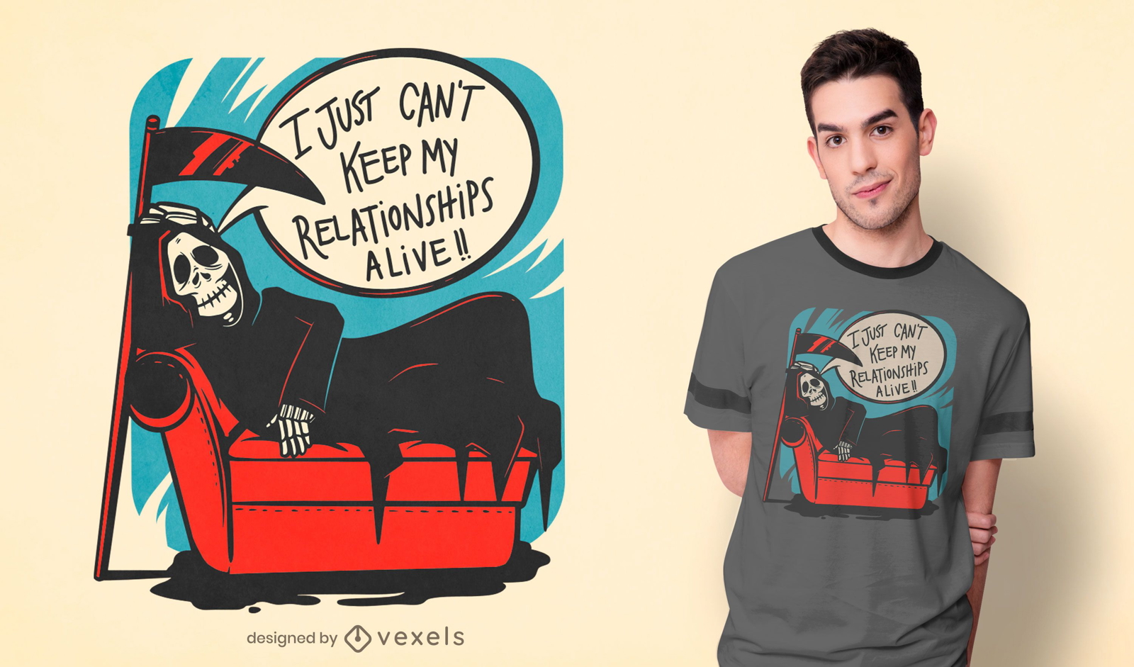 Grim reaper relationships t-shirt design