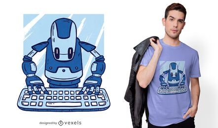 Diseño de camiseta robot escribiendo