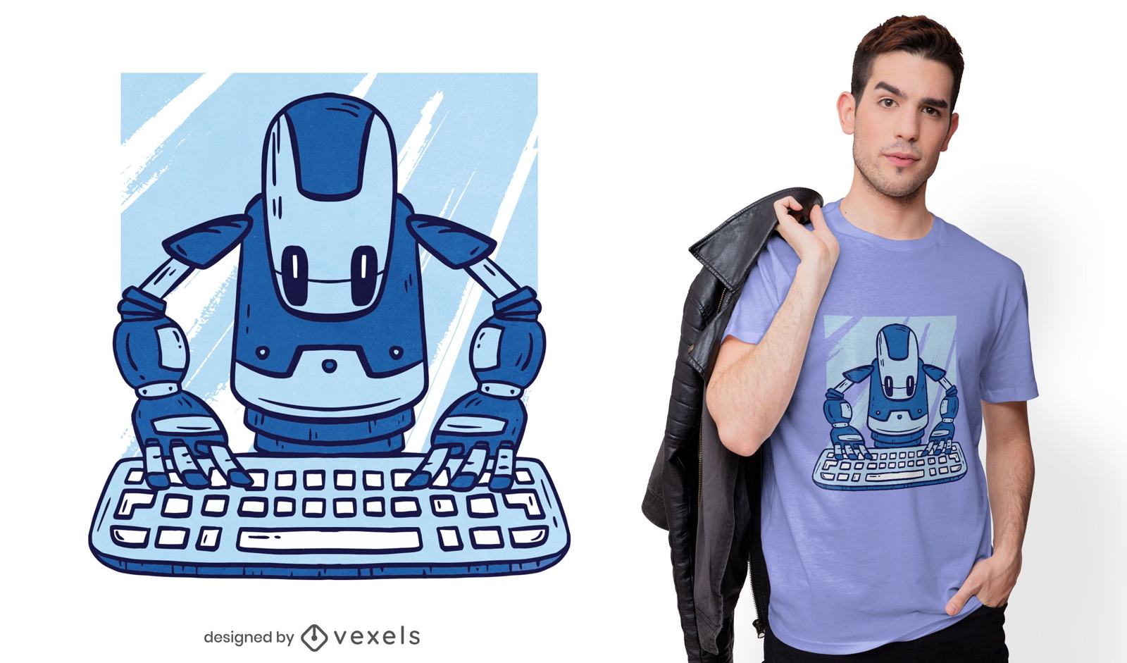 Robot typing t-shirt design