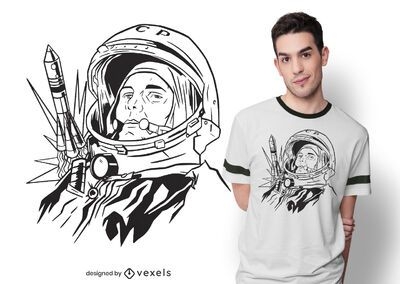 Vector De Diseño De Camiseta De Yuri Gagarin