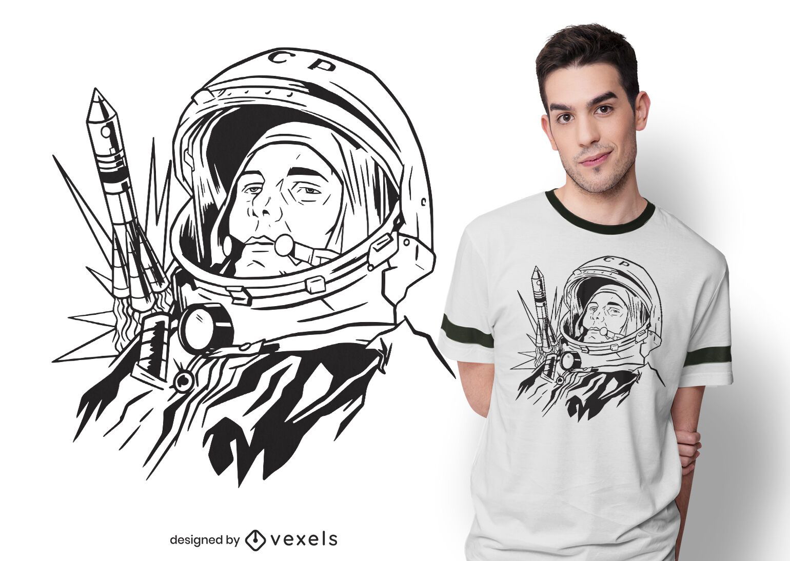 Diseño de camiseta de yuri gagarin