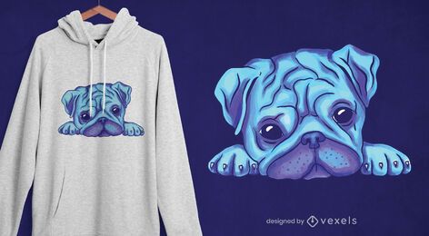 Desenho de camiseta pug aquarela