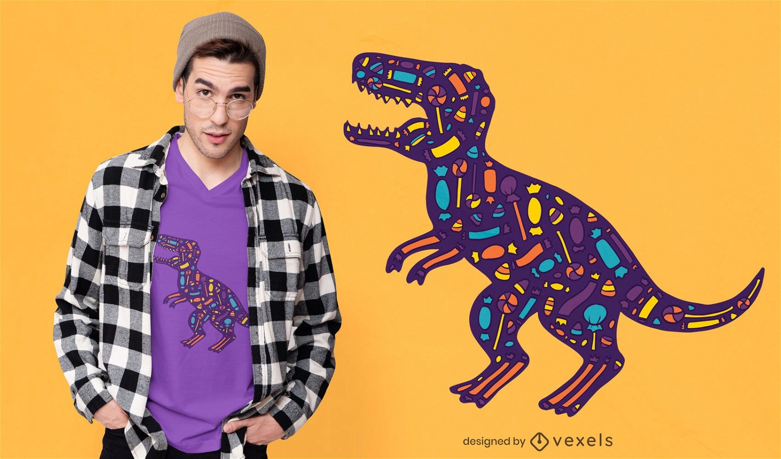 Design de t-shirt Candy t-rex