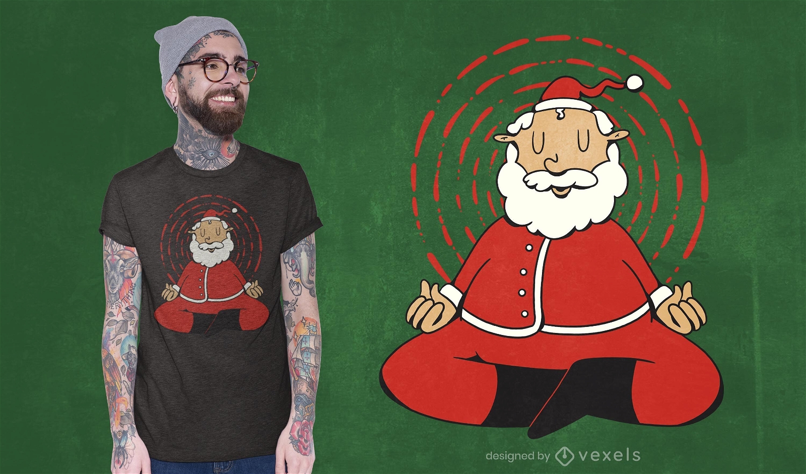 Meditating santa claus t-shirt design