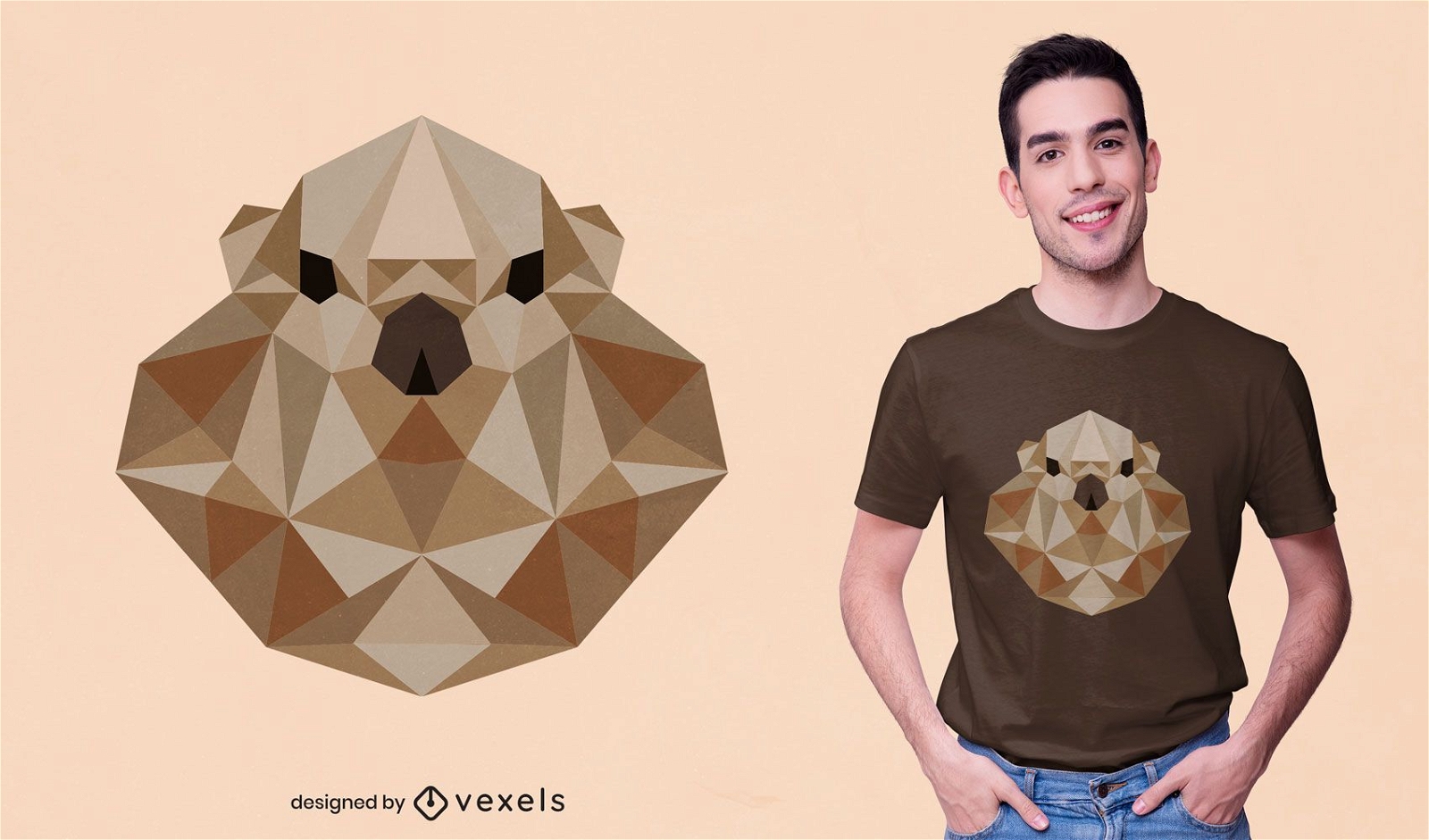 Design poligonal de t-shirt lontra