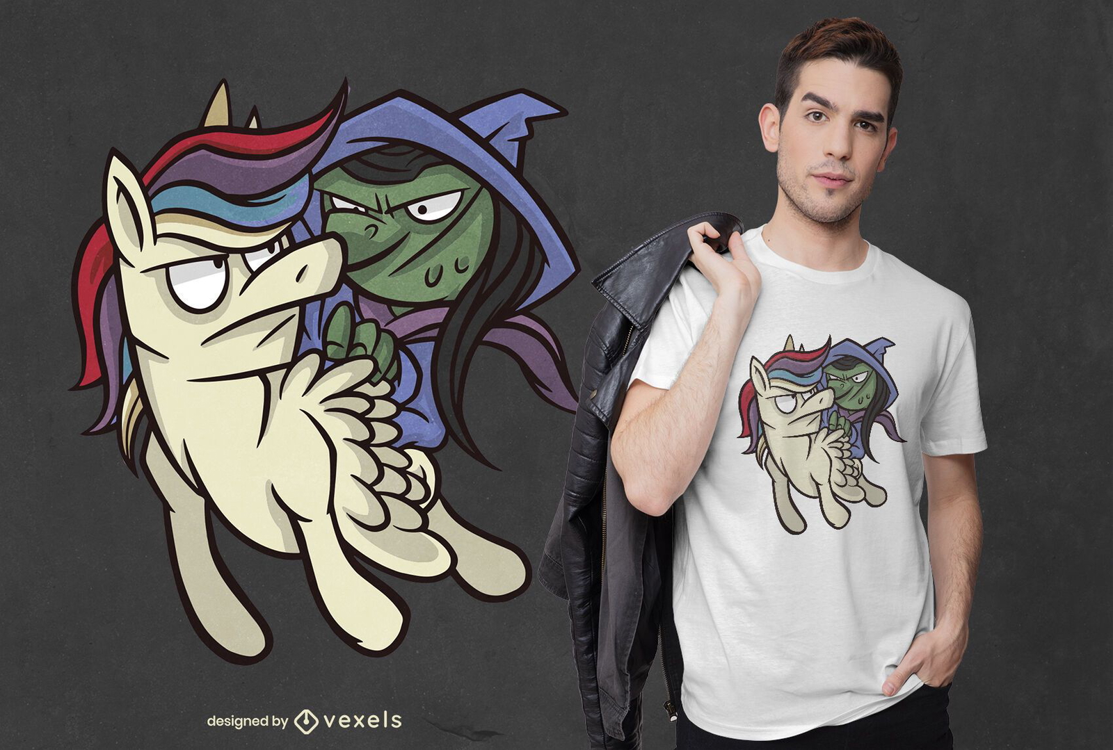 Witch & unicorn t-shirt design