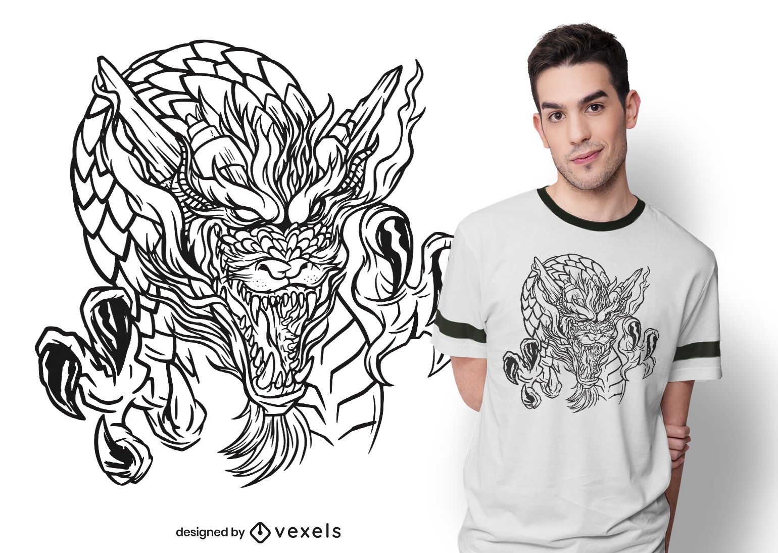 Drachenhand gezeichnetes T-Shirt Design