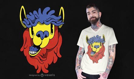 Colorful cartoon llama t-shirt design